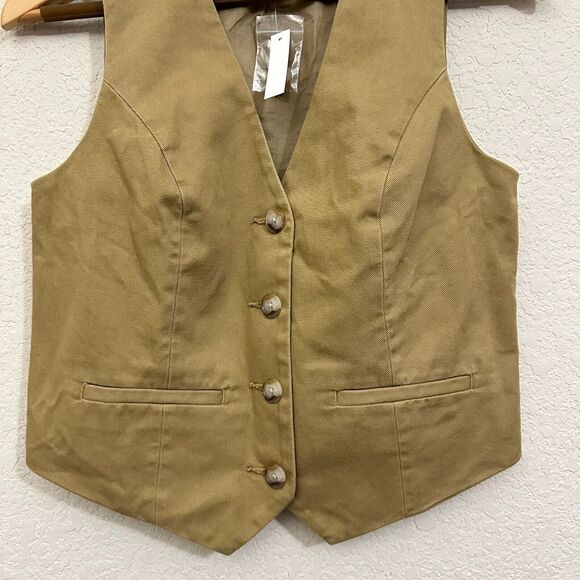 MADEWELL Button-Front Vest (Re)generative Chino Dark Khaki Twill NWT - Picture 6 of 12